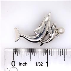 Kabana Pearl Dolphins Sterling Silver Pendant